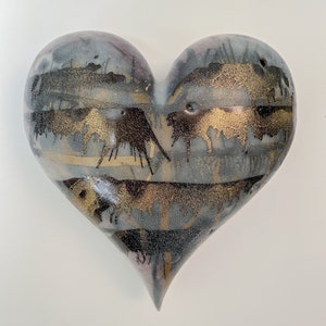 Heart No. 41  |  Original encaustic heart wall sculpture