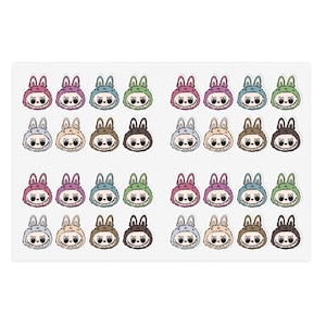 Labubu Sticker Sheets - Cute Sticker Sheet, Kawaii Stickers, Journal Stickers, Scrapbook Stickers, Planner Stickers