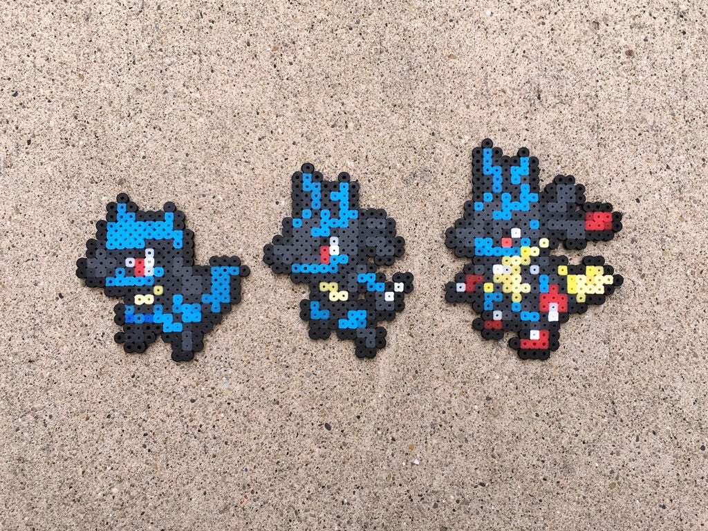 Riolu Lucario Mega Lucario Pokemon Perler Bead Fuse -  in 2023