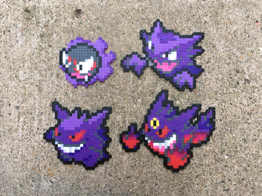Gastly Haunter Gengar Mega Gengar Pokemon Perler Bead Fuse Bead 8bit