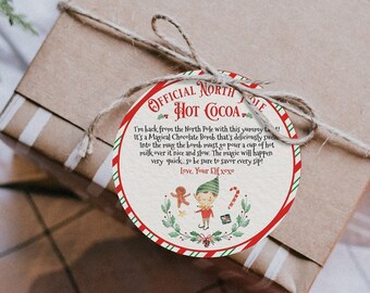 Editable Elf Hot Chocolate Bomb Tag Elf Arrival Hot Chocolate Bomb Gift Tag Instruction North Pole Hot Cocoa Bomb Tag Instant Download LE