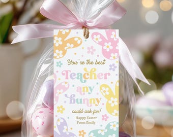 Edytowalny Jesteś najlepszym nauczycielem, o jakim mógłby poprosić każdy króliczek Etykieta na prezent Wielkanocny Nauczyciel Wdzięczność Nauczyciel Wielkanocny Prezent Natychmiastowe pobieranie CA3