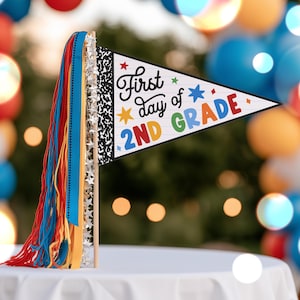 Back to School Pennant Flag Boy First Day of 2nd Grade Photo Prop Flag Printable Instant Download GG1