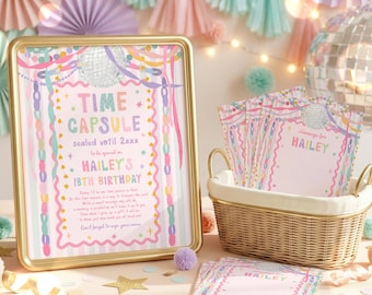 1st Birthday Time Capsule For A Girl Fun To Be One Whimsical Party Garland Pastel Rainbow First Birthday Keepsake Digital Download U71