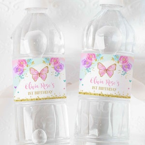 Editable Butterfly Water Bottle Labels Butterfly Baby Shower Party Decor  Butterfly Baby Shower Garden Tea Party Instant Download BB