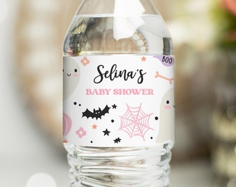Editable Little Boo Baby Shower Water Bottle Labels Halloween Ghost Baby Shower A Little Boo Is Almost Due Baby Shower Instant Download V3