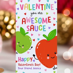 Editable Valentines Applesauce Gift Tags Valentines You Are Awesome Sauce Tag Valentine Fruit Tag Classroom Gift Tag Instant Download VL