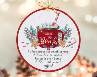 Hot Chocolate Bomb Tag Christmas Hot Chocolate Bomb Tag Winter Hot Chocolate Bomb Tag You're The Bomb Printable Tag Instant Download YC