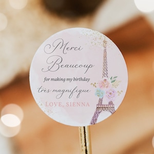 Editable Paris Birthday Party Favor Tag French Parisian Cafe Tea Party Birthday Oh La La Paris Patisserie Party Favors Instant Download 7Y