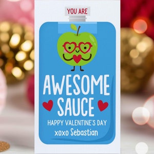 Editable Valentines Applesauce Gift Tags Valentines You Are Awesome Sauce Tag Valentine Fruit Tag Classroom Gift Tag Instant Download VL