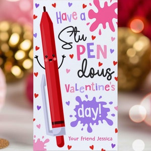 Editable Valentines Pen Gift Tag Have A StuPENdous Valentines Day Gift Tag None Candy Classroom Valentine&#39;s Day Gift Tag Instant Download VL
