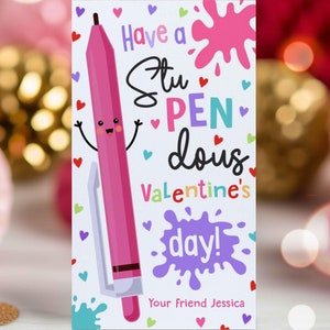 Editable Valentines Pen Gift Tag Have A StuPENdous Valentines Day Gift Tag None Candy Classroom Valentine&#39;s Day Gift Tag Instant Download VL