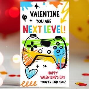 Editable Video Game Valentine's Day Card Valentine You Are Next Level Gaming Valentine Classroom Card Tag Non-Candy Instant Download VL