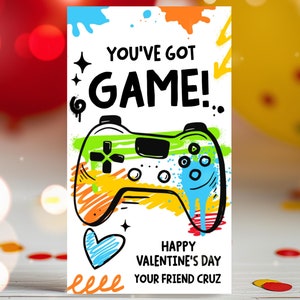 Editable Video Game Valentine's Day Card Valentine You've Got Game Valentine Classroom Card School Friend Tag Non-Candy Instant Download VL