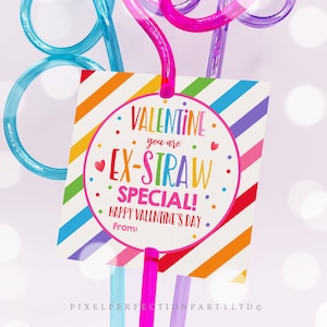 Editable Ex-Straw Special Valentines Gift Tag Valentine Silly Straw Gift Tag Valentines Crazy Straw Classroom Gift Tag Instant Download VL