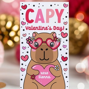 Editable Capybara Valentine's Day Gift Tag Capy Valentine's Day Gift Tag Valentine Classroom Friend Card Exchange Tag Instant Download VL
