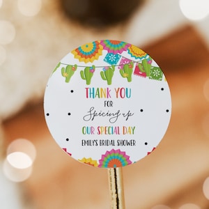 Editable Fiesta Hot Sauce Wedding Favor Tag Fiesta Hot Sauce Bridal Shower Favor Tag Fiesta Gift Sticker Favor Taco 'Bout A Party 09