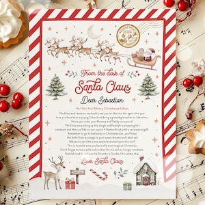 Carta oficial editable de Papá Noel Carta desde el escritorio de Papá Noel Polo Norte Correo de Papá Noel Caja de Nochebuena Descarga instantánea YG6