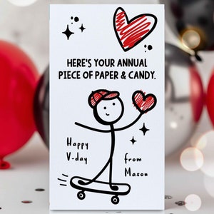 Editable Funny Valentine's Day Teen Card Your Annual Card & Piece Of Candy Valentine Card Gen Alpha Tween Teen Valentine Instant Download VL