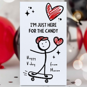 Editable Funny Valentine's Day Teen Slang Card Just Here For The Candy Valentine Card Gen Alpha Tween Teen Valentine Instant Download VL
