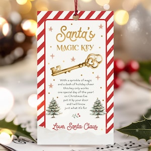 EDITABLE Santa's Magic Key Tag Father Christmas Magical Key Tag Christmas Eve Tradition No Chimney Christmas Eve Box Instant Download YG6