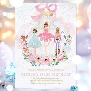 Editable Nutcracker Birthday Invitation Land Of Sweet Invitation Sugar Plum Fairy Birthday Invitation Nutcracker Ballet Instant Download KH