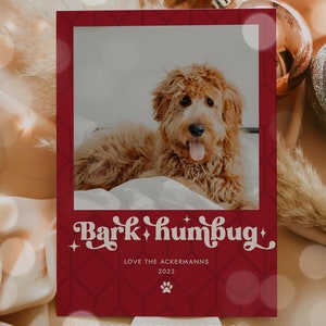 Editable Bark Humbug Funny Dog Holiday Photo Card Pet Dog Holiday Photo Card Dog Christmas Holiday Photo Card Instant Download HH8