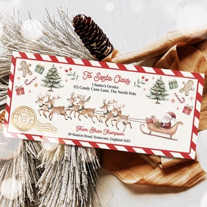 Editable Santa North Pole Mail Envelope Template Personalized Santa Mail Tri Fold Envelope Christmas Eve Box Filler Instant Download YG6