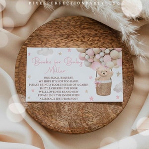 Editable Teddy Bear Hot Air Balloon Baby Shower Books For Baby Girl Pink Teddy Bear Baby Shower We Can Bearly Wait Instant Download 5H