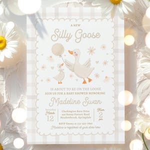 Editable Silly Goose Baby Shower Invitation Gender Neutral Goose Baby Shower Geese Baby Shower Spring Baby Shower Instant Download SG7