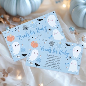 Editable Little Boo Baby Shower Book Request Ticket Halloween Boy Ghost Baby Shower A Little Boo Is Almost Due Shower Instant Download VY