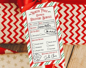 Editable North Pole Delivery Gift Tag Christmas Gift Tag Special Delivery from Santa North Pole Tag Christmas Eve Box Instant Download LE