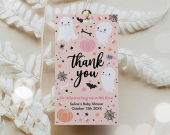 Editable Little Boo Baby Shower Favor Tag Halloween Girl Ghost Baby Shower A Little Boo Is Almost Due Baby Shower Favors Instant Download T3