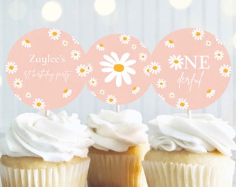 Whaline 32-Piece Y2K Boho Flower Cupcake Toppers - 8 Colors 3D Daisy Picks With Sticks For Party Decor - View #12