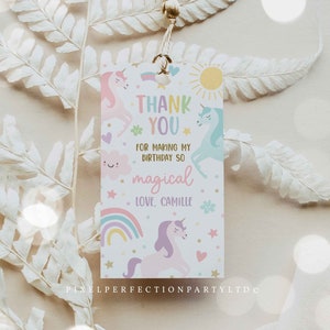 Editable Unicorn Birthday Luggage Favor Tags Magical Pastel Rainbow Unicorn Birthday Whimsical Fairytale Unicorn Party Instant Download UY6
