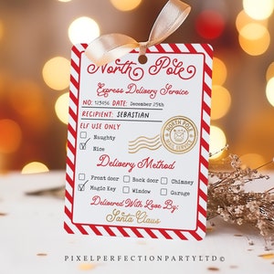 Editable North Pole Delivery Gift Tag Christmas Gift Tag Special Delivery from Santa North Pole Tag Christmas Eve Box Instant Download E23