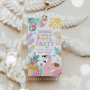 Editable Pool Party Luggage Favor Tags Tropical Splish Splash Girly Pool Party Summer Swimming Pool Splash Pad Party Instant Download FK