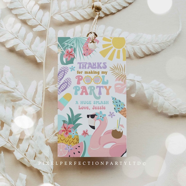 Editable Pool Party Luggage Favor Tags Tropical Splish Splash Girly Pool Party Summer Swimming Pool Splash Pad Party Instant Download FK