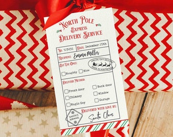 Editable North Pole Delivery Gift Tag Christmas Gift Tag Special Delivery from Santa North Pole Tag Christmas Eve Box Instant Download LE