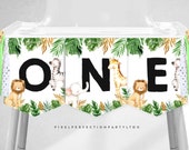 Safari Animals Highchair Banner Wild One 1st Birthday Highchair Banner Wild One Black Gold Jungle Party Animals Birthday Instant Download 25