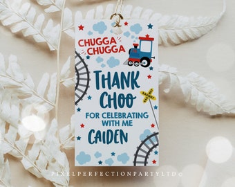 Choo Choo Train Favor Tag Train Birthday Gift Tag Chugga Chugga Birthday Tag Train Birthday Thank You Tag Instant Editable Corjl File TC