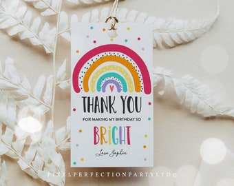 Editable Rainbow Favor Tag Rainbow Gift Tags Rainbow Thank You Tags Modern Colorful Rainbow Party Decorations Instant Download Editable RM4