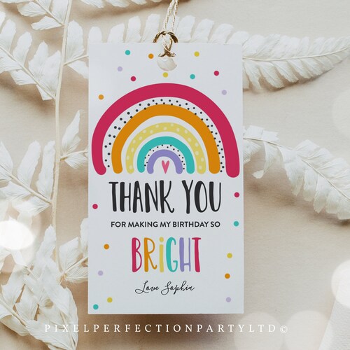Rainbow Birthday Party Favor Tags Thank You for Making My Etsy