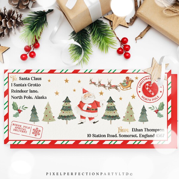 North Pole Envelope Template Etsy