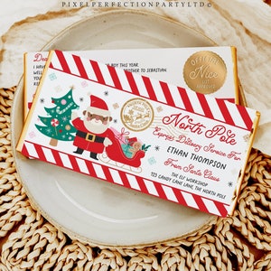 EDITABLE Personalized Candy Bar From Santa Claus Gift From Santa Holiday Candy Bar Wrapper Christmas Eve Box Printable Instant Download E23