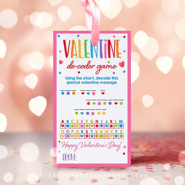 Editable Valentine Decode Secret Message Gift Tag Valentine's Day Game Gift Tag Valentine Classroom School Non-Candy Tag Instant Download VL