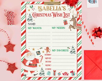 EDITABLE Christmas Wish List Letter Santa Claus Christmas Wish List Santa Letter North Pole Santa Mail Christmas Eve Box Instant Download LE
