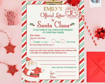 EDITABLE Official Letter To Santa Claus Kit Letter & Mailing Labels To Santa Activity North Pole Mail Santa Mail Instant Download LE