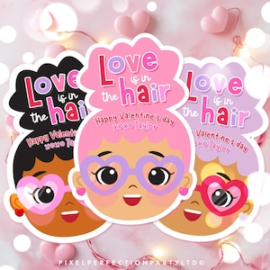 Editable Scrunchie Valentine's Day Card Tag Hair Tie Love Is In The Air Valentine's Day Card Scrunchie Card Classroom Exchange Download VL