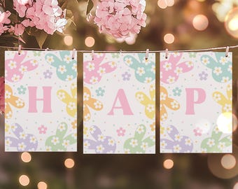 Editable Bunny Birthday Party Banner Some Bunny Is Turning One Rabbit 1st Birthday Banner Party Decor Instant Download CA9